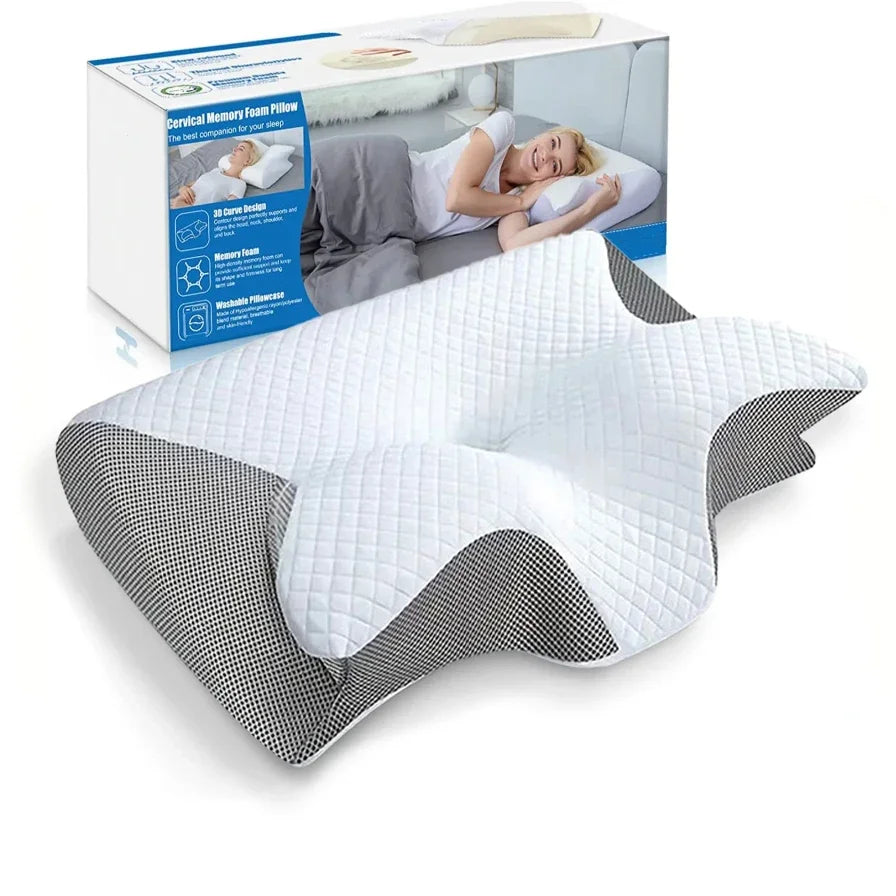 Butterfly Shaped Memory Foam Neck Pillow for Optimal Cervical Support and Comfort